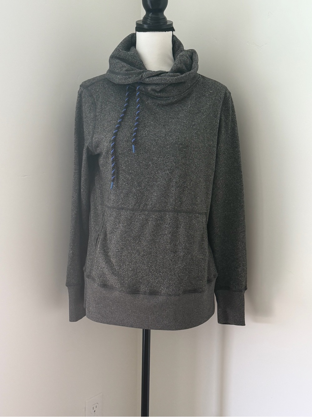 Fila Women's Charcoal Heather Pullover Hoodie with Blue Drawcords
